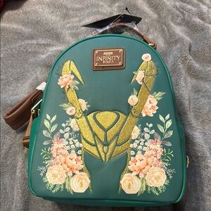 Loungefly Green Floral Loki Infinity Saga Mini Backpack New